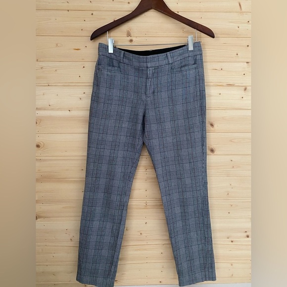BANANA REPUBLIC Womens Size 2 Plaid Pants Jackson Fit Black Grey Red Trousers - Picture 2 of 12